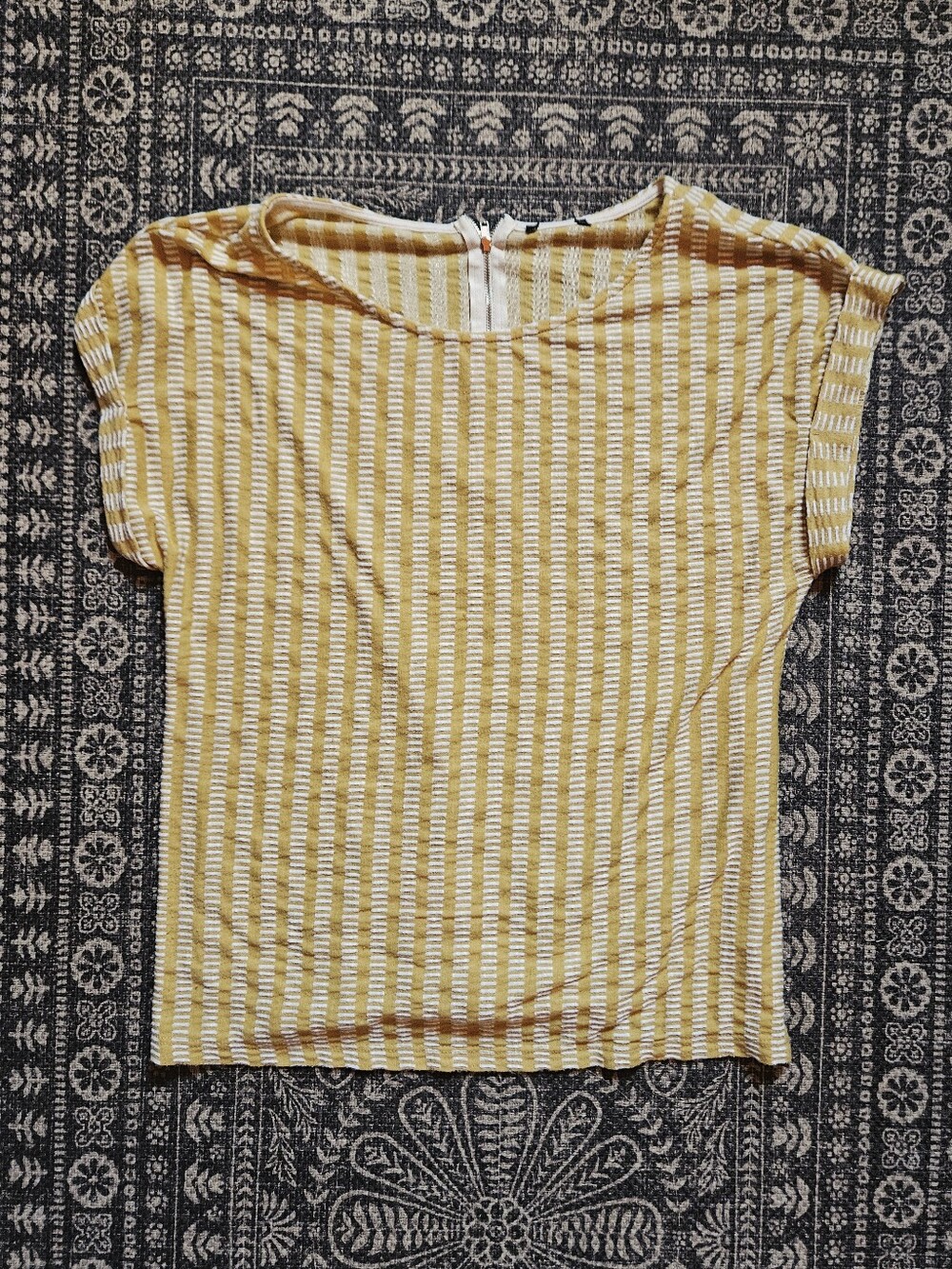 W5 Yellow Striped Short Sleeve Top